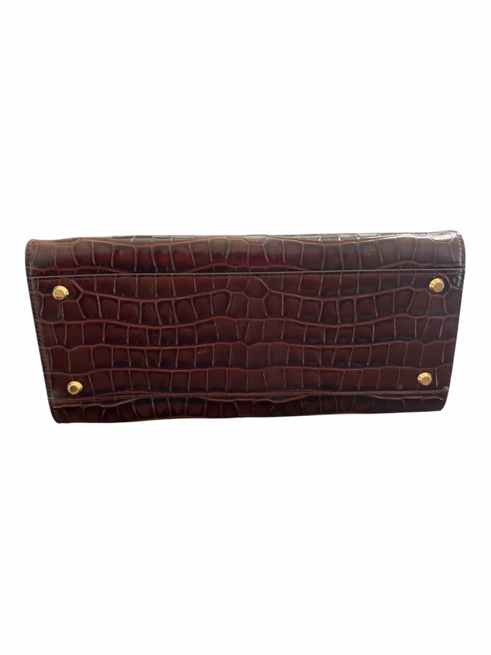 Veronica Beard Dash Bag Croc-Embossed Leather  Structured Top-Handle Chestnut